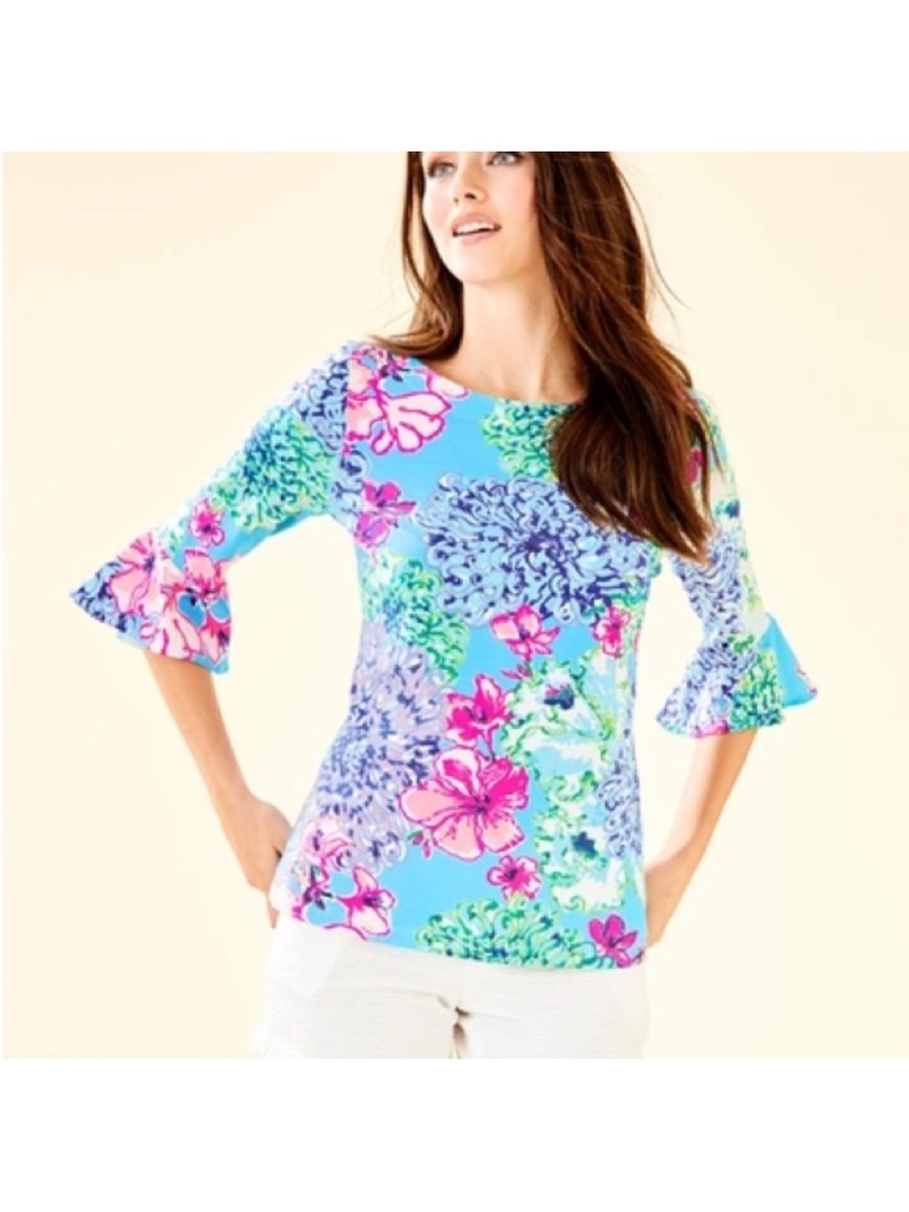 Lilly Pulitzer Fontaine Flowers and Friends Top Size XL
